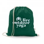 ISTANBUL. Sacola tipo mochila em 70% algod&atilde;o reciclado e 30% poli&eacute;ster reciclado (150 g/m&sup2;) sem tingimento - Verde escuro