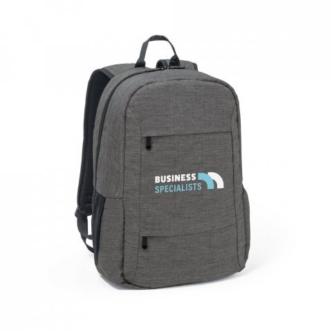BUSINESS. Mochila para notebook 15.6" em poli&eacute;ster reciclado 300D 18 L - Cinza escuro