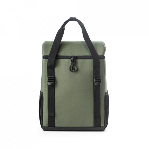 ROMA L. Cooler. Mochila t&eacute;rmica almofadada em ripstop poli&eacute;ster reciclado 600D com interior forrado em PEVA 16 L - Verde escuro