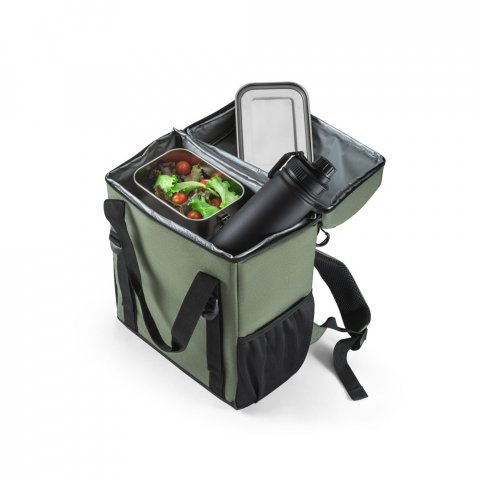 ROMA L. Cooler. Mochila t&eacute;rmica almofadada em ripstop poli&eacute;ster reciclado 600D com interior forrado em PEVA 16 L - Verde escuro
