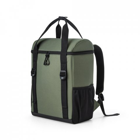 ROMA L. Cooler. Mochila t&eacute;rmica almofadada em ripstop poli&eacute;ster reciclado 600D com interior forrado em PEVA 16 L - Verde escuro