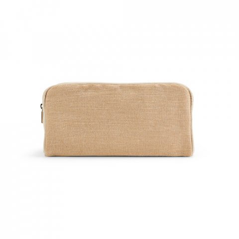 SEYCHELLES. Bolsa de cosm&eacute;ticos em juco (mistura de algod&atilde;o e juta, 260g/m&sup2;) em juco com interior forrado em 70% algod&atilde;o reciclado e 30% poli&eacute;ster reciclado - Natural