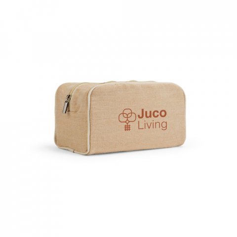 SEYCHELLES. Bolsa de cosm&eacute;ticos em juco (mistura de algod&atilde;o e juta, 260g/m&sup2;) em juco com interior forrado em 70% algod&atilde;o reciclado e 30% poli&eacute;ster reciclado - Natural