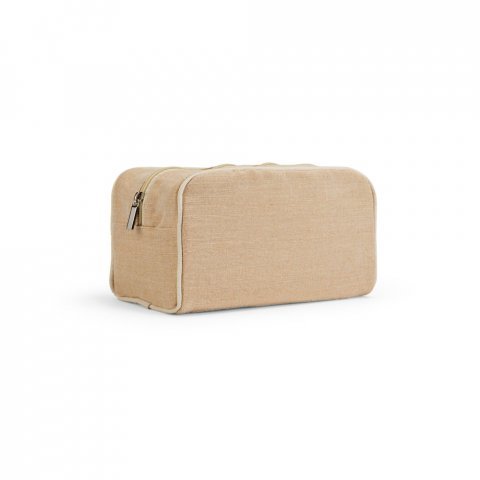 SEYCHELLES. Bolsa de cosm&eacute;ticos em juco (mistura de algod&atilde;o e juta, 260g/m&sup2;) em juco com interior forrado em 70% algod&atilde;o reciclado e 30% poli&eacute;ster reciclado - Natural