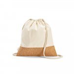 MANAUS BPACK. Sacola tipo mochila em 70% algod&atilde;o reciclado e 30% poli&eacute;ster reciclado (180g/m&sup2;) com base em corti&ccedil;a - Natural claro