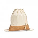 MANAUS BPACK. Sacola tipo mochila em 70% algod&atilde;o reciclado e 30% poli&eacute;ster reciclado (180g/m&sup2;) com base em corti&ccedil;a - Natural claro