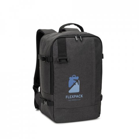 CIES. Mochila desenvolvida para cumprir as dimens&otilde;es exigidas pelas companhias a&eacute;reas em poli&eacute;ster reciclado 600D de alta densidade com acabamento repelente &agrave; &aacute;gua (20 L) - Cinza escuro