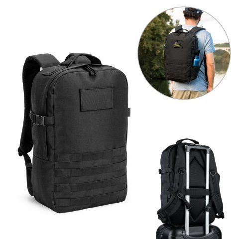 EDINBURGH BPACK. Mochila estilo militar em poliéster reciclado 600D, de alta densidade, com bolso para notebook 17.3" 21 L