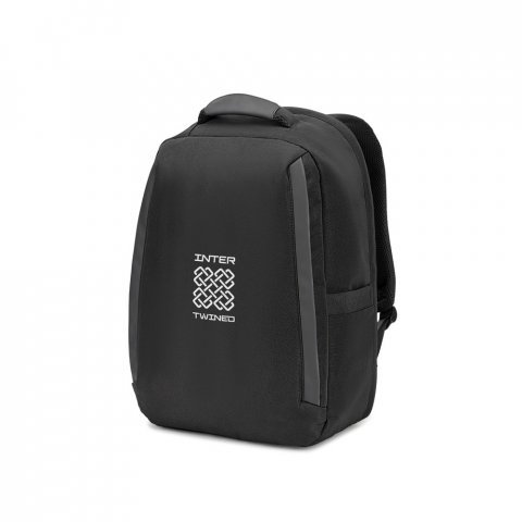YANGON BPACK. Mochila antirroubo, em poliéster reciclado 600D twill, resistente à água, e bolso para notebook 17.3" 20 L - Preto