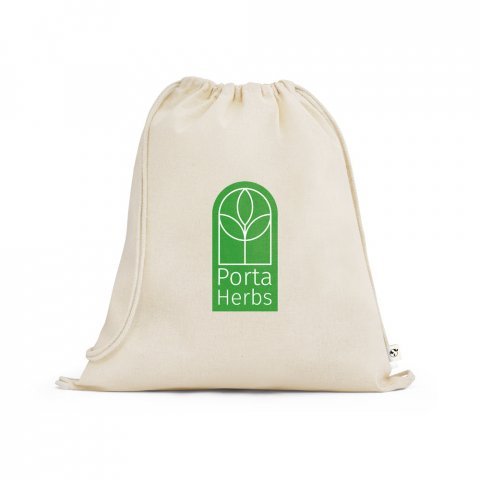 BELIZE. Sacola tipo mochila 100% algod&atilde;o org&acirc;nico (140 g/m&sup2;) - Natural claro