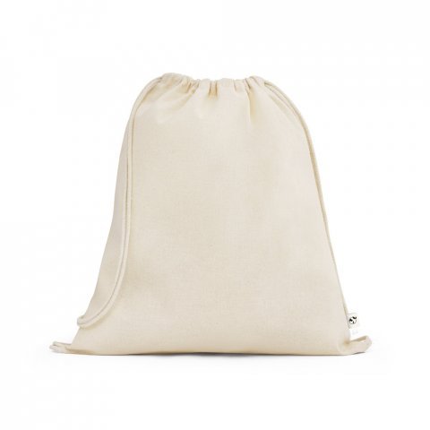 BELIZE. Sacola tipo mochila 100% algod&atilde;o org&acirc;nico (140 g/m&sup2;) - Natural claro