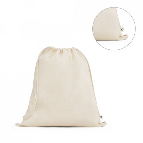 BELIZE. Sacola tipo mochila 100% algod&atilde;o org&acirc;nico (140 g/m&sup2;)