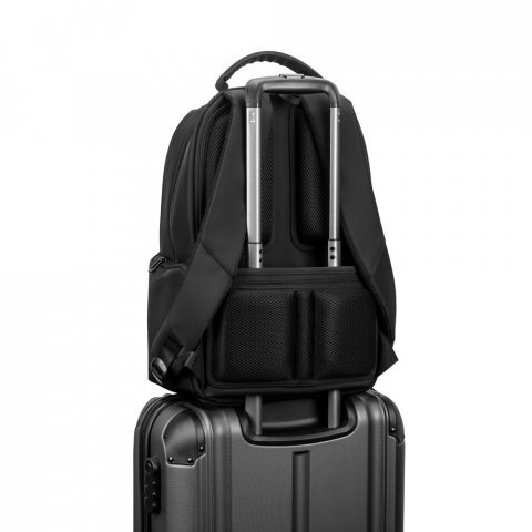 BOSTON SOLID. Mochila para notebook (17") em nylon 150D com 2 compartimentos acolchoados - Preto