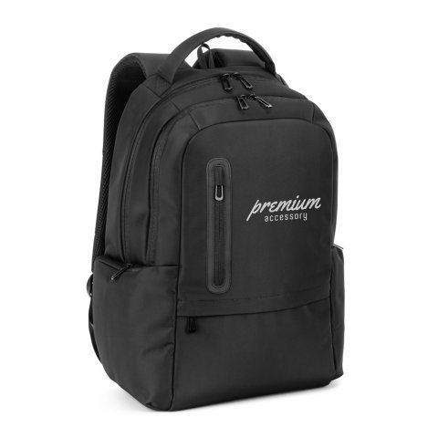 BOSTON SOLID. Mochila para notebook (17") em nylon 150D com 2 compartimentos acolchoados - Preto