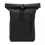 SAINT. Mochila "roll top" em algod&atilde;o reciclado e poli&eacute;ster reciclado (380 g/m&sup2;) - Preto