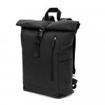SAINT. Mochila "roll top" em algod&atilde;o reciclado e poli&eacute;ster reciclado (380 g/m&sup2;) - Preto