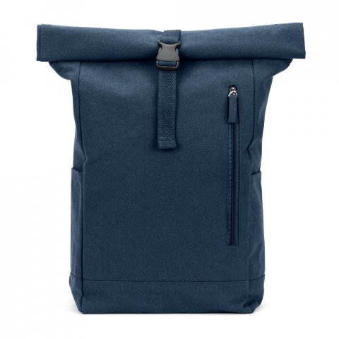 SAINT. Mochila "roll top" em algod&atilde;o reciclado e poli&eacute;ster reciclado (380 g/m&sup2;) - Azul