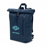 SAINT. Mochila "roll top" em algod&atilde;o reciclado e poli&eacute;ster reciclado (380 g/m&sup2;) - Azul
