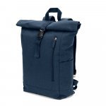 SAINT. Mochila "roll top" em algod&atilde;o reciclado e poli&eacute;ster reciclado (380 g/m&sup2;) - Azul