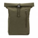 SAINT. Mochila "roll top" em algod&atilde;o reciclado e poli&eacute;ster reciclado (380 g/m&sup2;) - Verde escuro