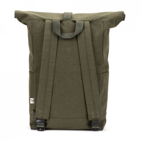 SAINT. Mochila "roll top" em algod&atilde;o reciclado e poli&eacute;ster reciclado (380 g/m&sup2;) - Verde escuro