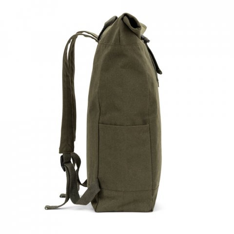 SAINT. Mochila "roll top" em algod&atilde;o reciclado e poli&eacute;ster reciclado (380 g/m&sup2;) - Verde escuro