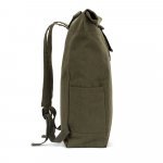 SAINT. Mochila "roll top" em algod&atilde;o reciclado e poli&eacute;ster reciclado (380 g/m&sup2;) - Verde escuro