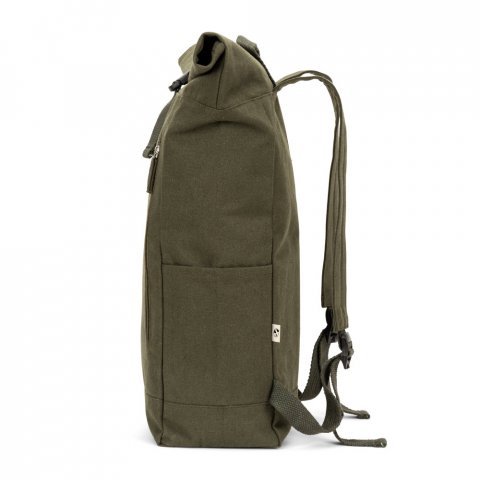 SAINT. Mochila "roll top" em algod&atilde;o reciclado e poli&eacute;ster reciclado (380 g/m&sup2;) - Verde escuro