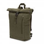 SAINT. Mochila "roll top" em algod&atilde;o reciclado e poli&eacute;ster reciclado (380 g/m&sup2;) - Verde escuro