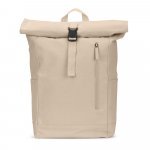 SAINT. Mochila "roll top" em algod&atilde;o reciclado e poli&eacute;ster reciclado (380 g/m&sup2;) - Natural
