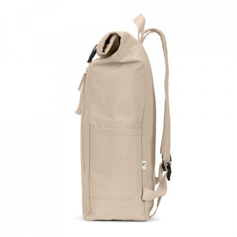 SAINT. Mochila "roll top" em algod&atilde;o reciclado e poli&eacute;ster reciclado (380 g/m&sup2;) - Natural