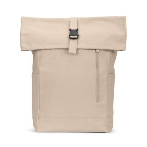 SAINT. Mochila "roll top" em algod&atilde;o reciclado e poli&eacute;ster reciclado (380 g/m&sup2;) - Natural