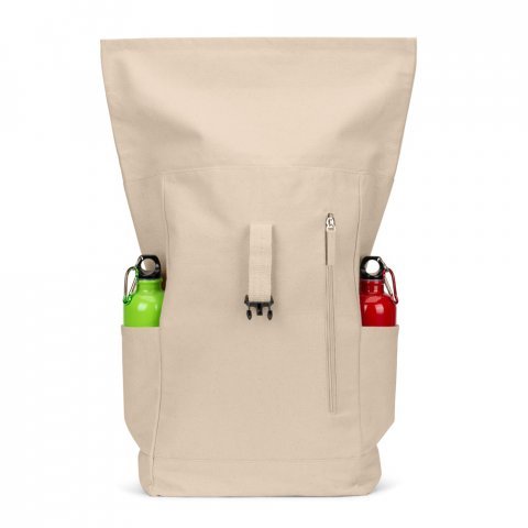 SAINT. Mochila "roll top" em algod&atilde;o reciclado e poli&eacute;ster reciclado (380 g/m&sup2;) - Natural