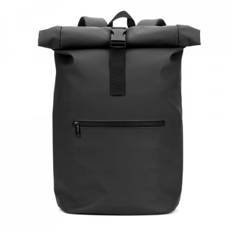 PORTLAND. Mochila "roll top" em PU com bolso para notebook (16") - Preto