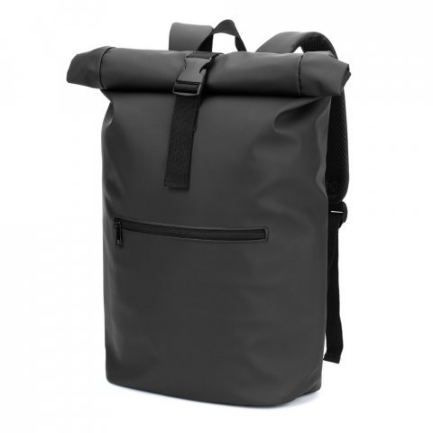 PORTLAND. Mochila "roll top" em PU com bolso para notebook (16") - Preto