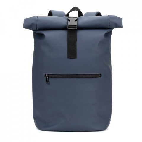 PORTLAND. Mochila "roll top" em PU com bolso para notebook (16") - Azul
