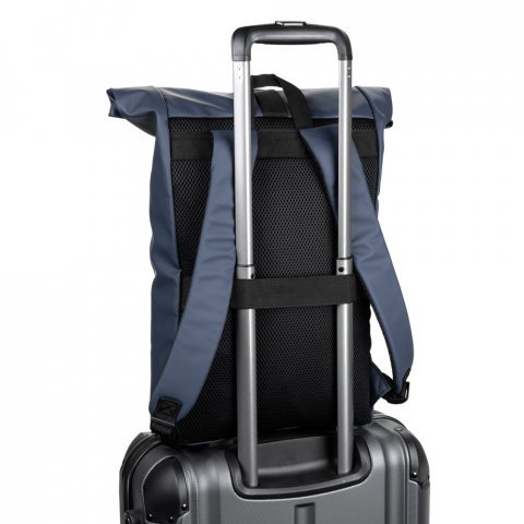 PORTLAND. Mochila "roll top" em PU com bolso para notebook (16") - Azul