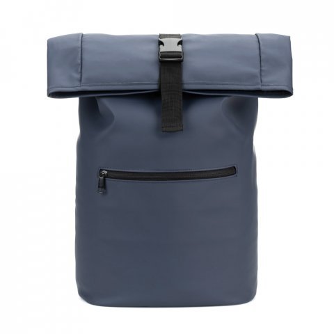 PORTLAND. Mochila "roll top" em PU com bolso para notebook (16") - Azul