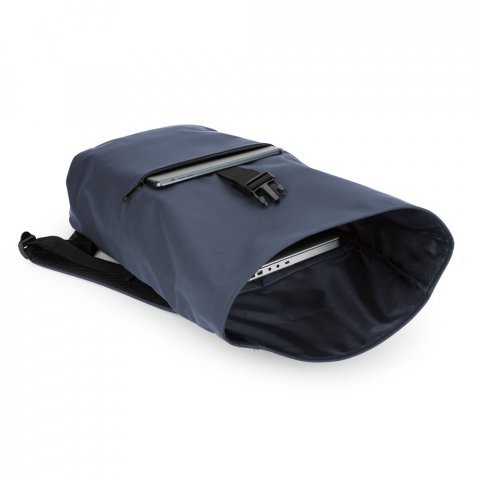 PORTLAND. Mochila "roll top" em PU com bolso para notebook (16") - Azul