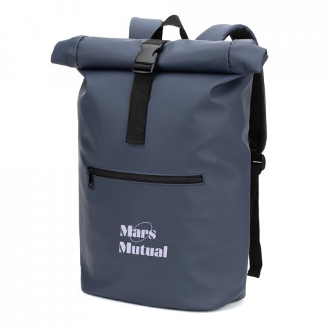 PORTLAND. Mochila "roll top" em PU com bolso para notebook (16") - Azul