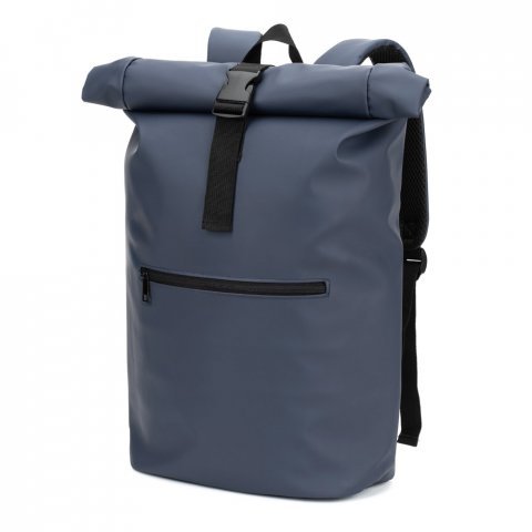 PORTLAND. Mochila "roll top" em PU com bolso para notebook (16") - Azul