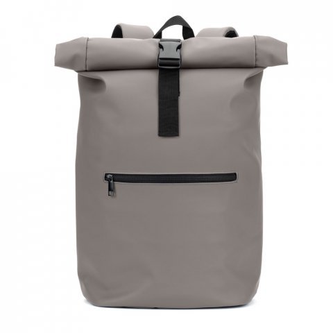 PORTLAND. Mochila "roll top" em PU com bolso para notebook (16") - Cinza