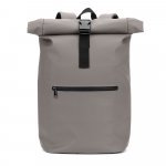 PORTLAND. Mochila "roll top" em PU com bolso para notebook (16") - Cinza