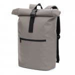 PORTLAND. Mochila "roll top" em PU com bolso para notebook (16") - Cinza