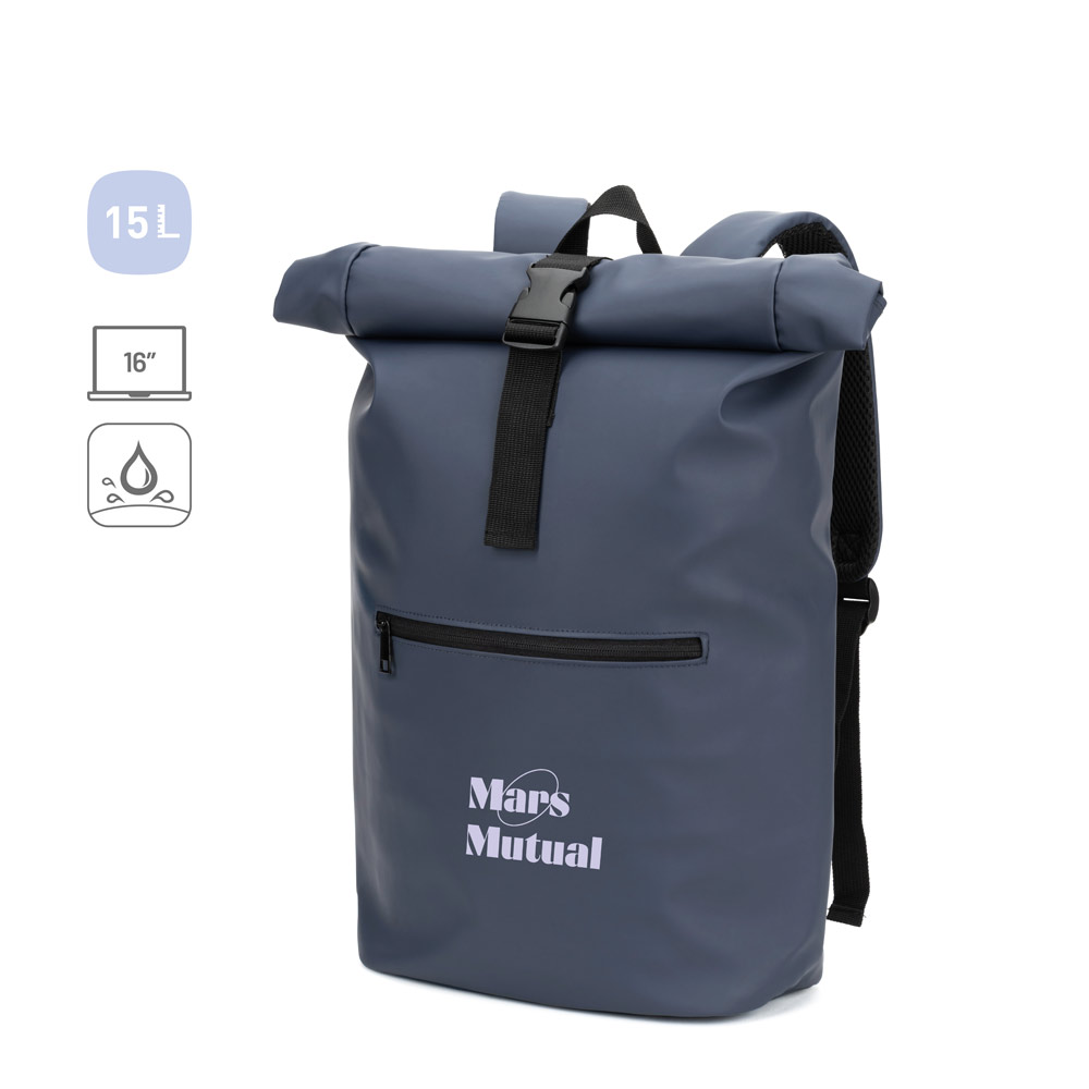 PORTLAND. Mochila "roll top" em PU com bolso para notebook (16") - Brinde Personalizado