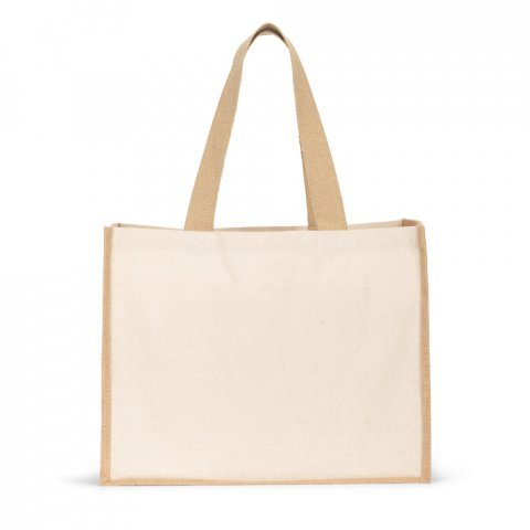 HELSINQUE. Sacola em canvas (320g/m&sup2;), com fundo e laterais em juta laminada (350 g/m&sup2;) de tons naturais - Natural