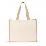 HELSINQUE. Sacola em canvas (320g/m&sup2;), com fundo e laterais em juta laminada (350 g/m&sup2;) de tons naturais - Natural