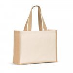 HELSINQUE. Sacola em canvas (320g/m&sup2;), com fundo e laterais em juta laminada (350 g/m&sup2;) de tons naturais - Natural