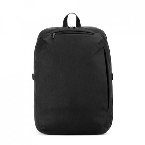 UDINE. Mochila com um compartimento de abertura total em poli&eacute;ster reciclado 300D de alta densidade (16") - Preto