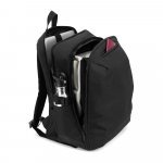 UDINE. Mochila com um compartimento de abertura total em poli&eacute;ster reciclado 300D de alta densidade (16") - Preto